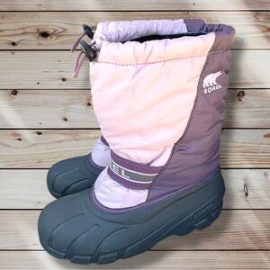 Sorel Pink Mauve/Purple & Grey Insulated Insert Winter Snow Boots 6 VGUC